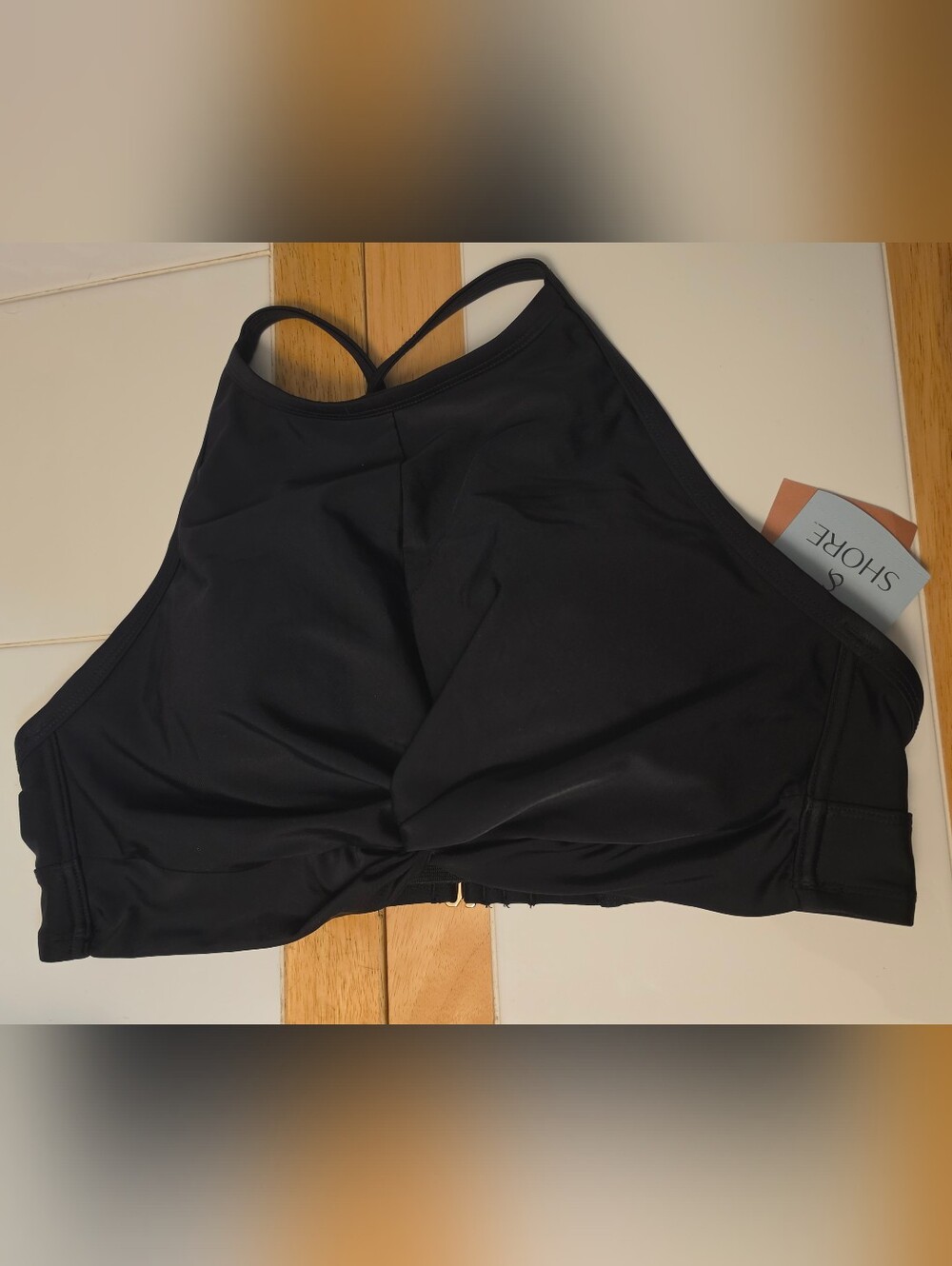 Shade & Shore High Neck Twist Front Longline Bikini Top